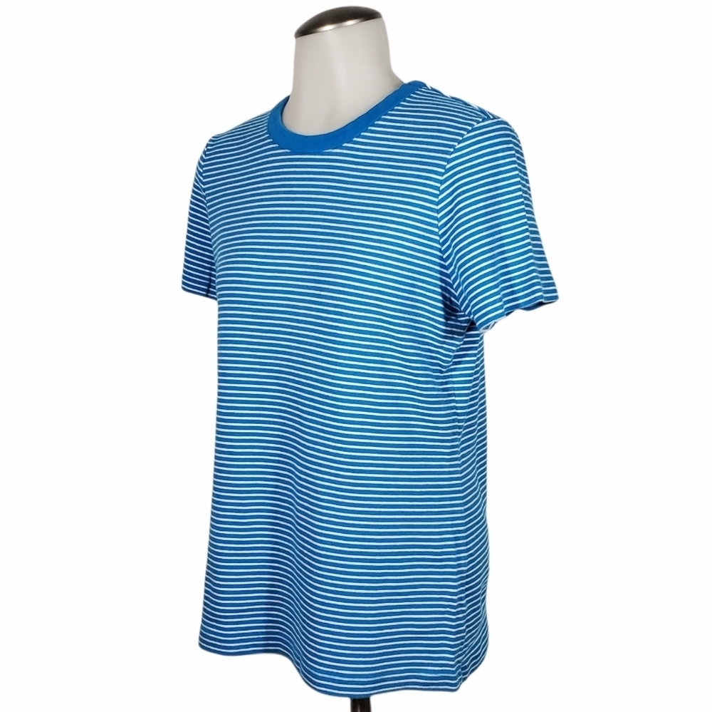 LANDS END Short Sleeve Crewneck T-Shirt Stripe Med
